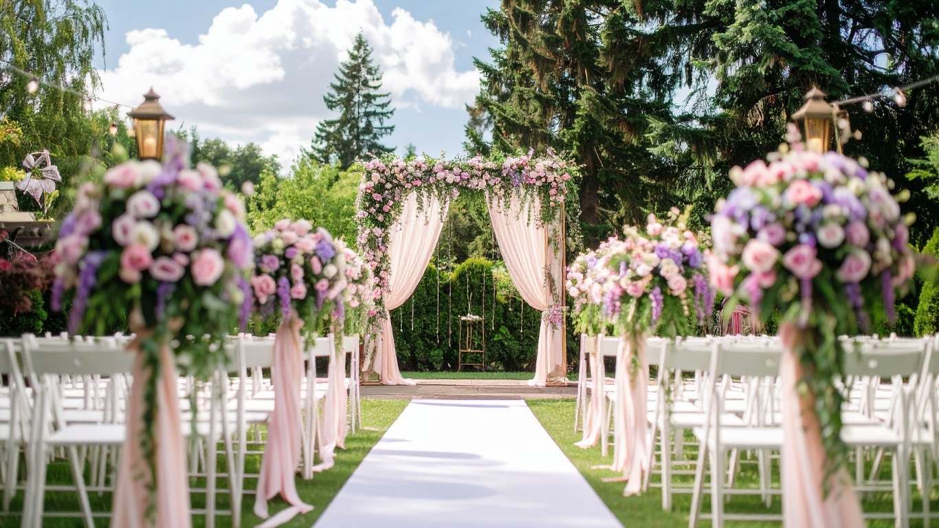 Wedding ceremony in garden